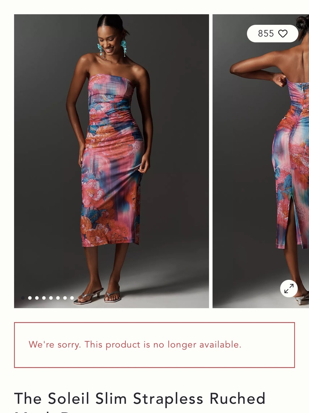 The Soleil Slim Strapless Ruched Dress - Multicolor